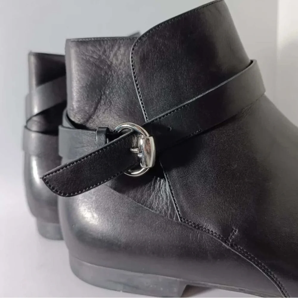 GUCCI MEN'S ANKLE BOOT WITH BUCKLE BLACK NOIR Size 9.5 D
